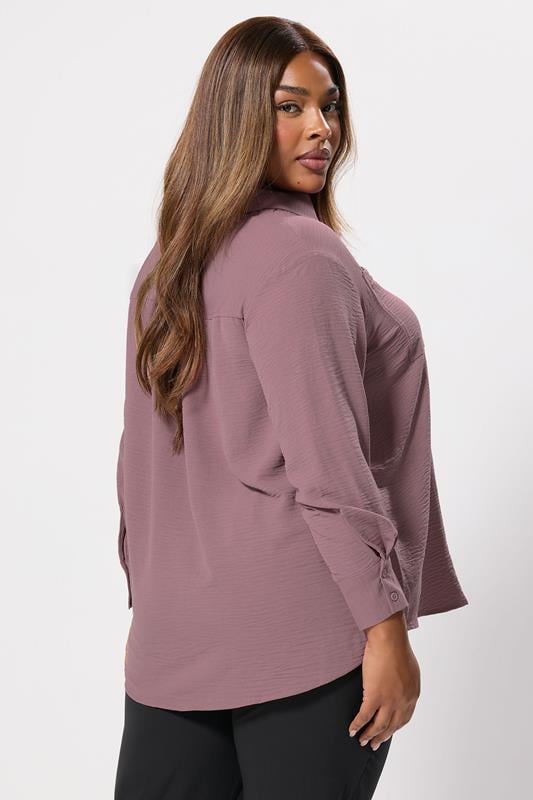 Evans YOURS Curve Mauve Purple Crinkle Blouse