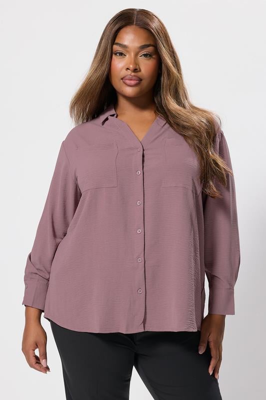 evans YOURS Curve Mauve Purple Crinkle Blouse