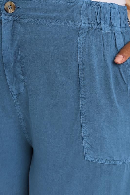 Evans YOURS Curve Mid Blue Chambray Pull On Shorts