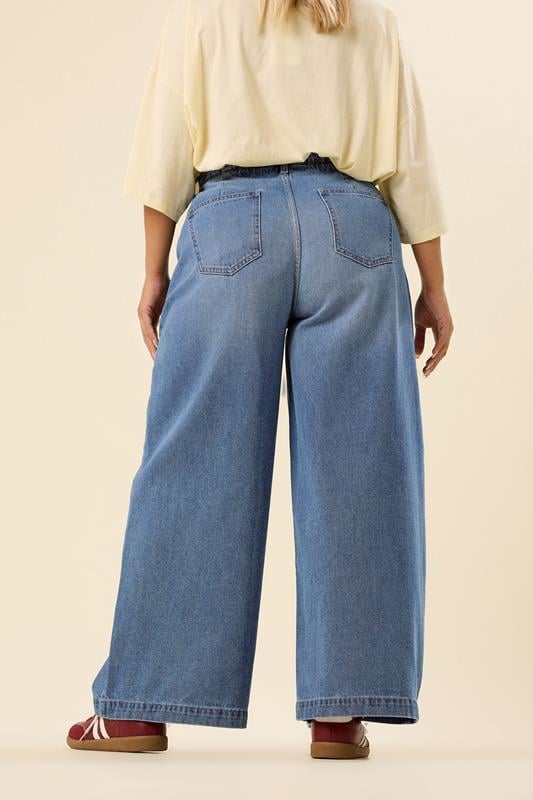 Evans YOURS Curve Mid Blue Palazzo Jeans