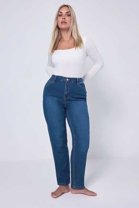 Evans YOURS Curve Mid Blue Straight Leg RUBY Jeans