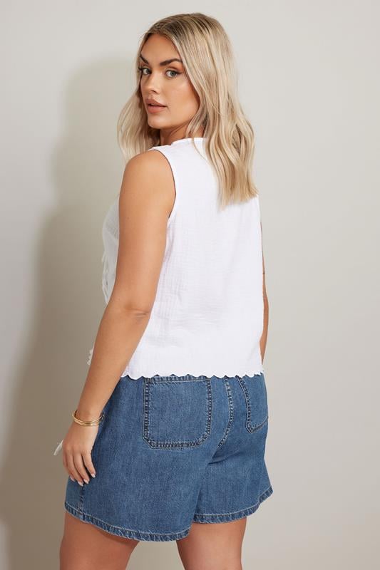 Evans YOURS Curve Mid Blue Tie Waist Denim Shorts