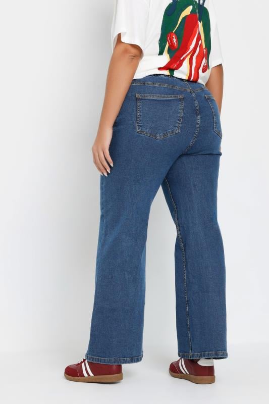 Evans YOURS Curve Mid Blue Wide Leg Denim Jeans