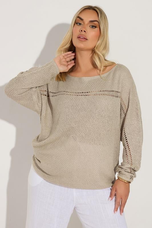evans YOURS Curve Natural Brown Batwing Jumper