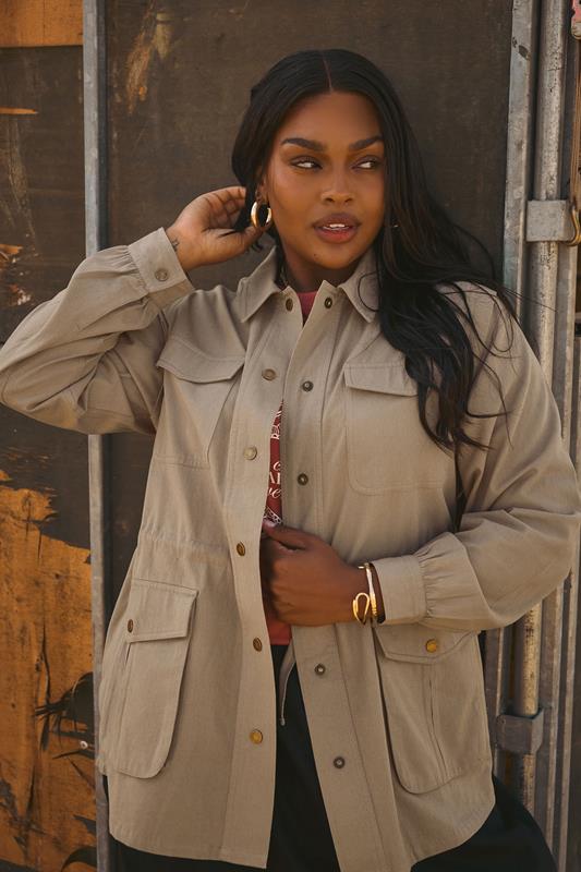 evans YOURS Curve Natural Brown Carpenter Jacket