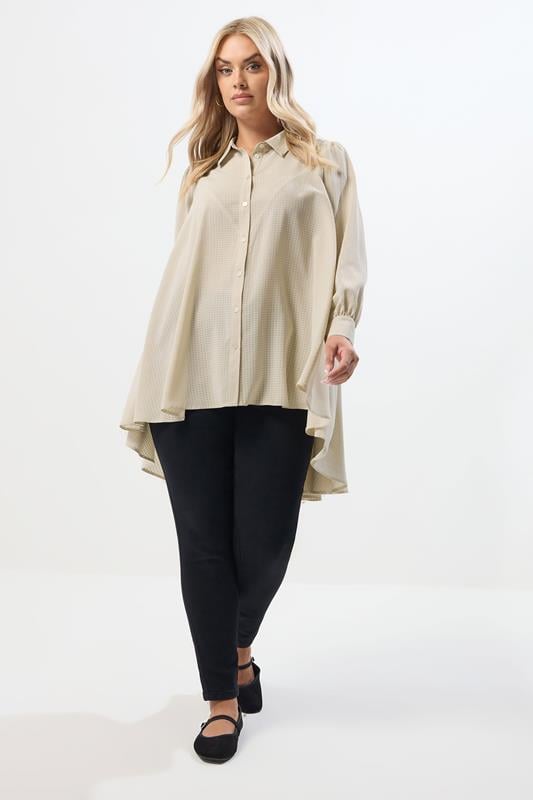 Evans YOURS Curve Natural Brown Dipped Hem Shirt