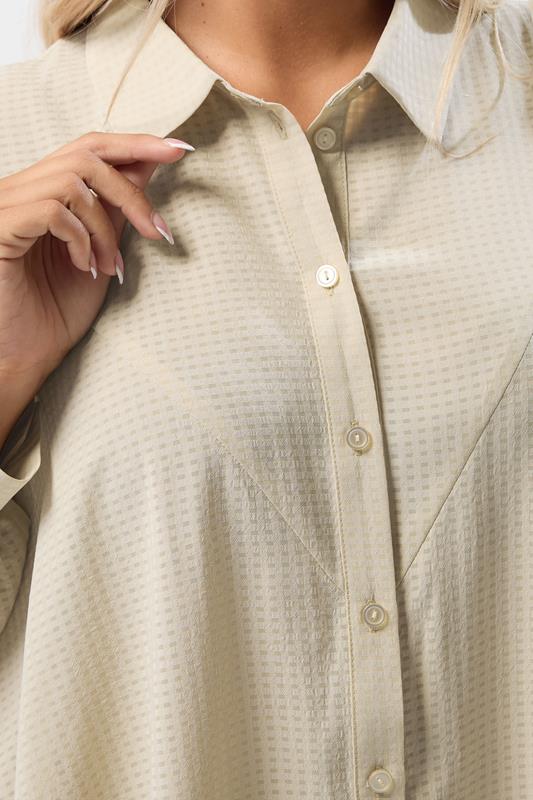 Evans YOURS Curve Natural Brown Dipped Hem Shirt