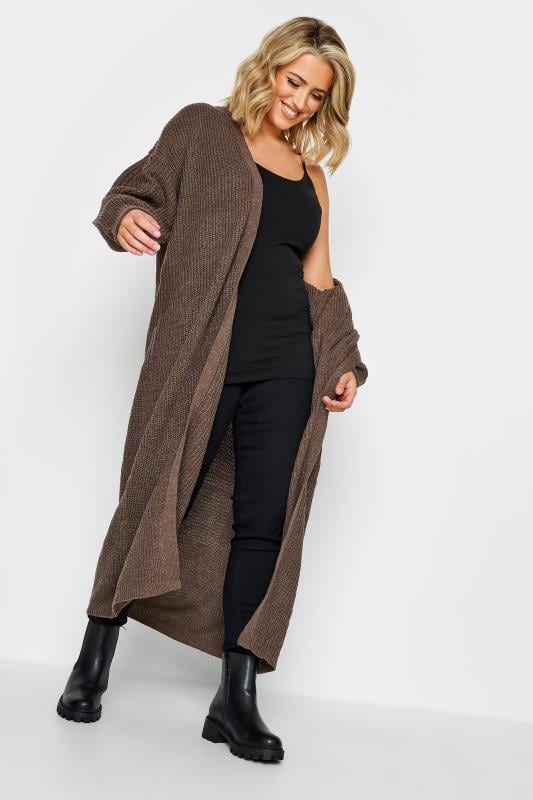 Evans YOURS Curve Natural Brown Longline Cardigan
