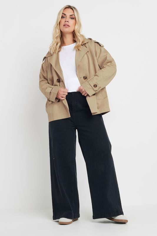 Evans YOURS Curve Natural Brown Short Trench Coat