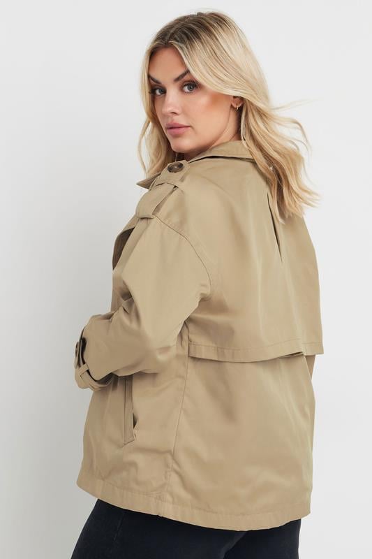 Evans YOURS Curve Natural Brown Short Trench Coat
