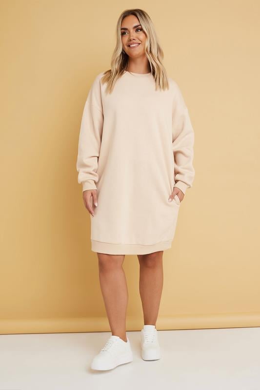 Evans YOURS Curve Natural Brown Sweatshirt Dress