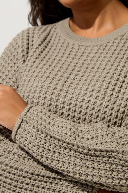 Evans YOURS Curve Natural Brown Waffle Knit Jumper