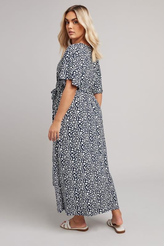 Evans YOURS Curve Navy Blue Abstract Wrap Dress