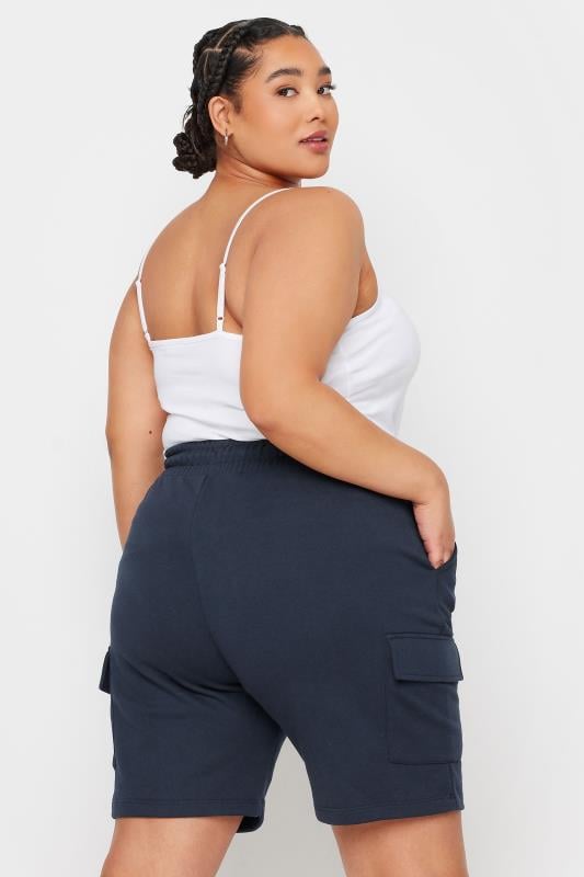 Evans YOURS Curve Navy Blue Cargo Jogger Shorts