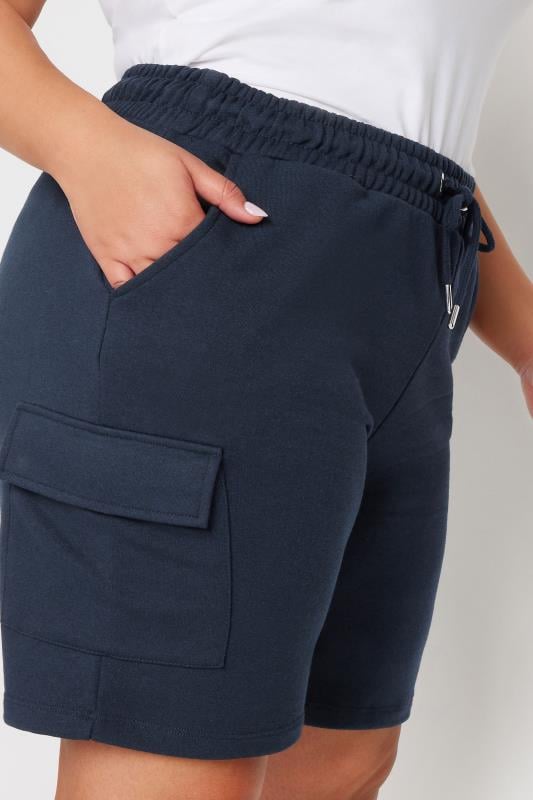 Evans YOURS Curve Navy Blue Cargo Jogger Shorts