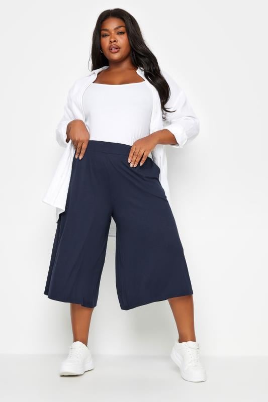 Evans YOURS Curve Navy Blue Culottes