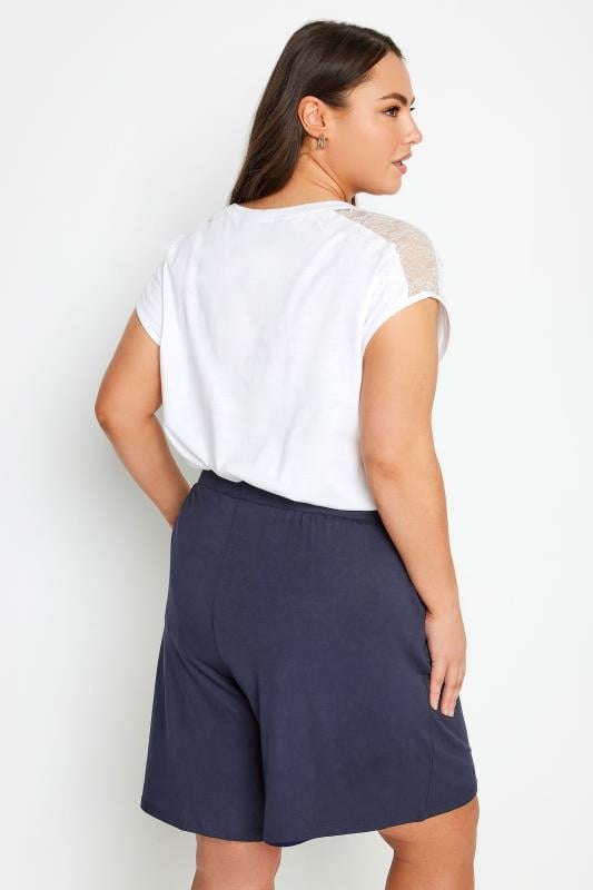 Evans YOURS Curve Navy Blue Jersey Pull On Shorts