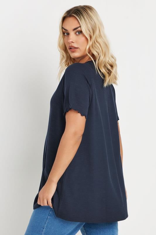 Evans YOURS Curve Navy Blue Lace Detail Top