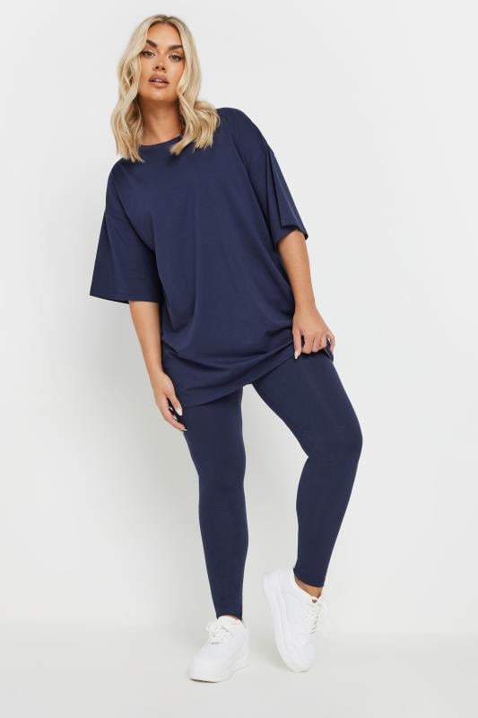 Evans YOURS Curve Navy Blue Leggings