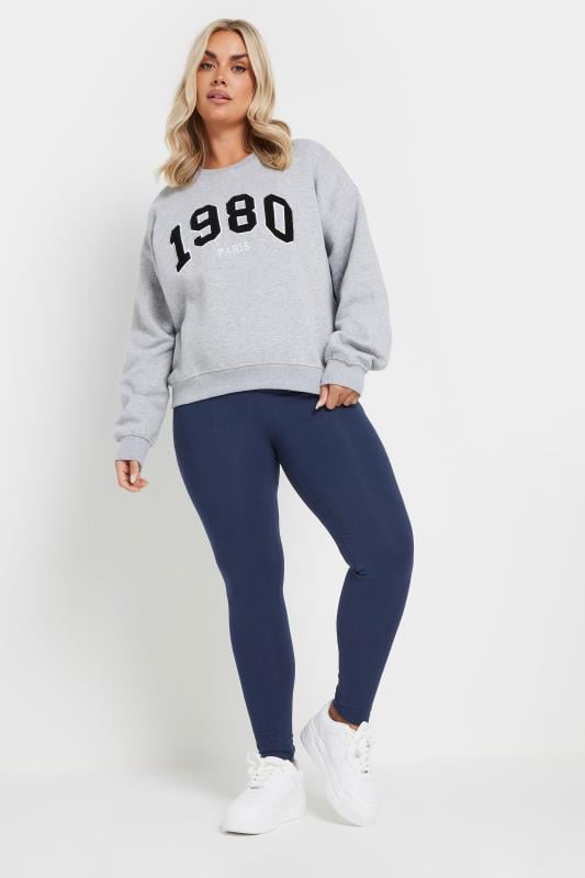Evans YOURS Curve Navy Blue Leggings