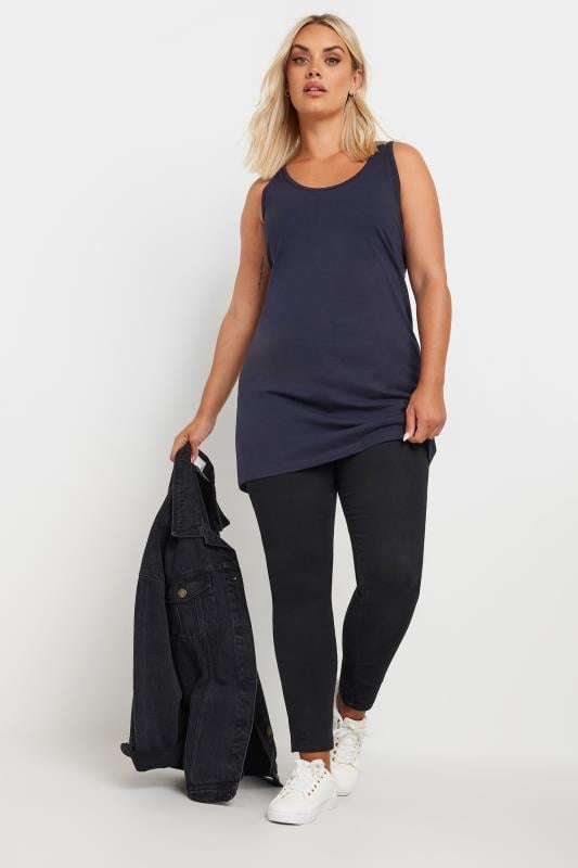 Evans YOURS Curve Navy Blue Longline Vest Top