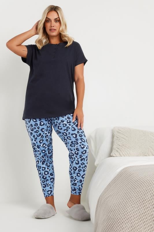 Evans YOURS Curve Navy Blue Placket Pyjama Top