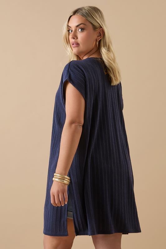 Evans YOURS Curve Navy Blue Ribbed Jersey Cardigan