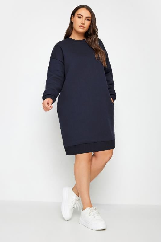 evans YOURS Curve Navy Blue Sweatshirt Dress