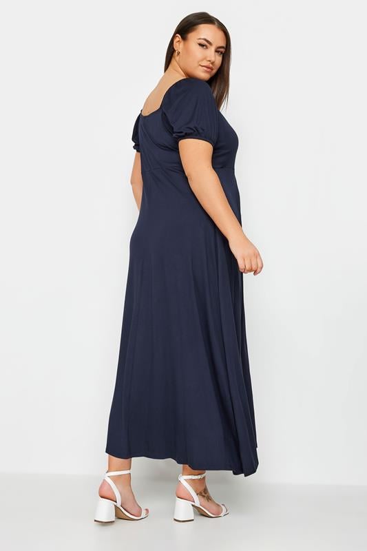Evans YOURS Curve Navy Blue V-Neck Midi Dress