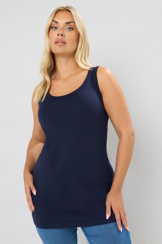 evans YOURS Curve Navy Blue Vest Top