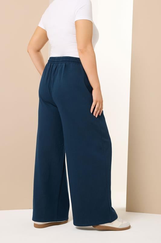 Evans YOURS Curve Navy Blue Wide Leg Joggers