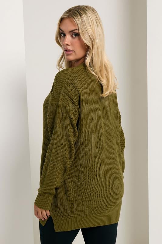 Evans YOURS Curve Olive Green Drop Shoulder Jumper