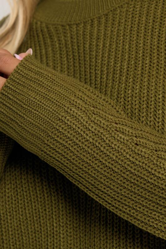 Evans YOURS Curve Olive Green Drop Shoulder Jumper