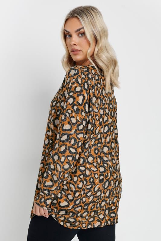 Evans YOURS Curve Orange Leopard Print Jumper
