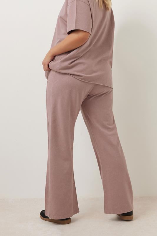 Evans YOURS Curve Pink Acid Wash Wide Leg Joggers
