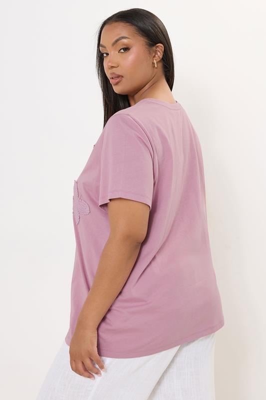 Evans YOURS Curve Pink Applique Butterfly T-Shirt
