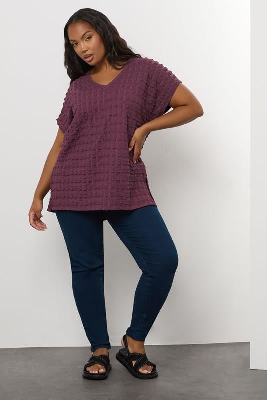 Evans YOURS Curve Pink Bubble Textured T-Shirt