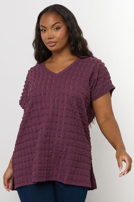 evans YOURS Curve Pink Bubble Textured T-Shirt