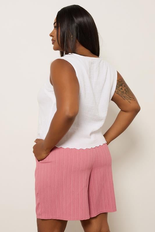 Evans YOURS Curve Pink Crinkle Tie Waist Shorts