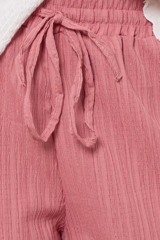 Evans YOURS Curve Pink Crinkle Tie Waist Shorts