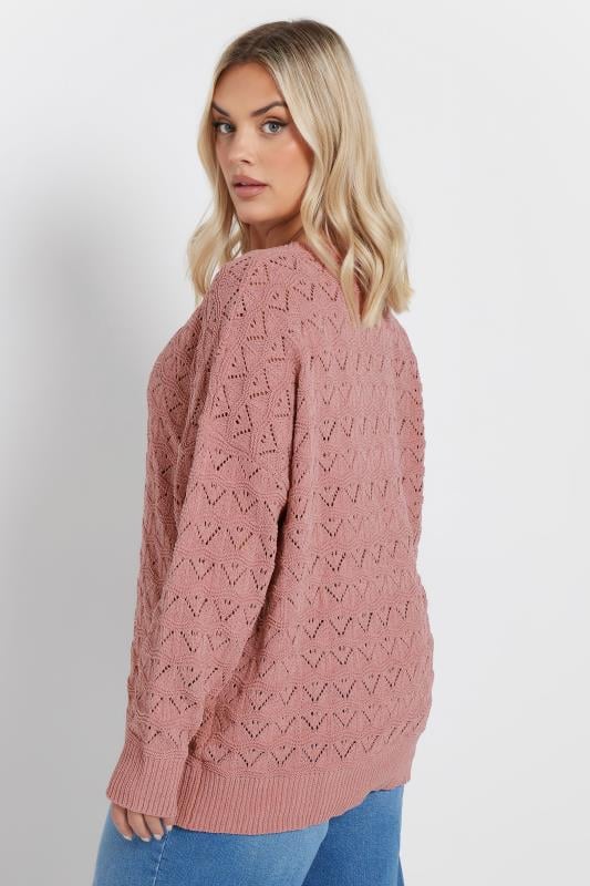 Evans YOURS Curve Pink Crochet Chenille Jumper