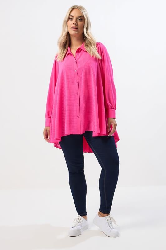 Evans YOURS Curve Pink Dipped Hem Shirt