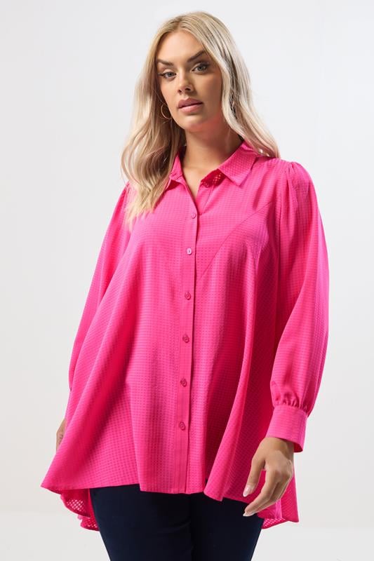 evans YOURS Curve Pink Dipped Hem Shirt