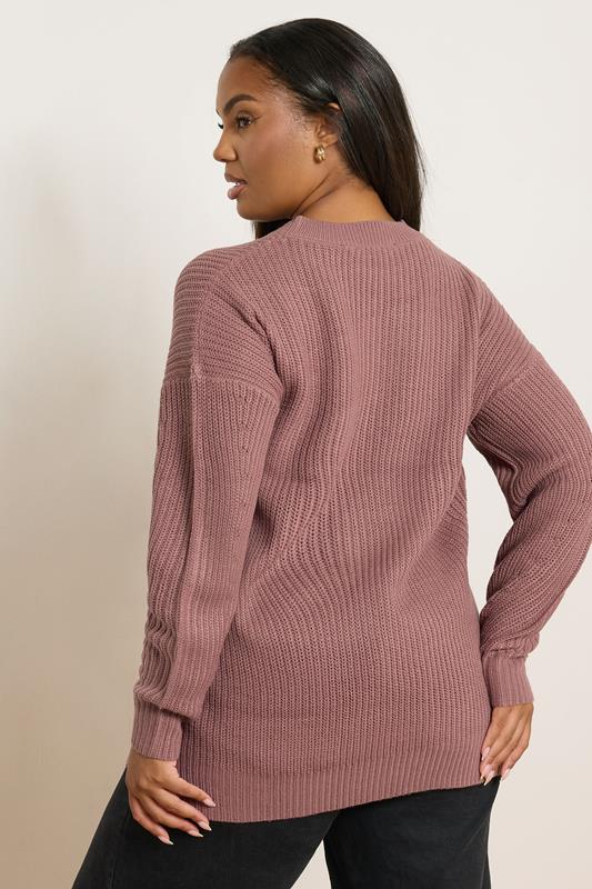 Evans YOURS Curve Pink Drop Shoulder Jumper