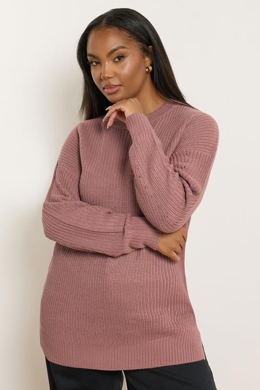 evans YOURS Curve Pink Drop Shoulder Jumper