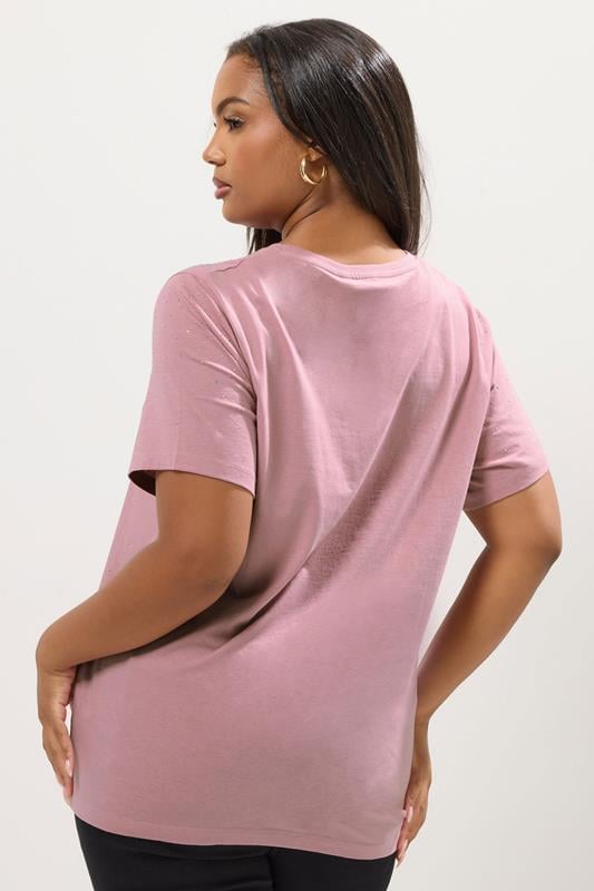 Evans YOURS Curve Pink Embellished T-Shirt