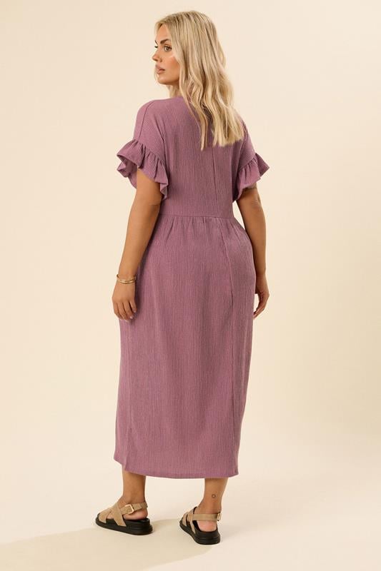 Evans YOURS Curve Pink Frill Textured Maxi Dress