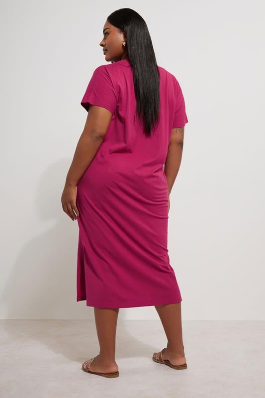 Evans YOURS Curve Pink Grown On Sleeve Midi Dress
