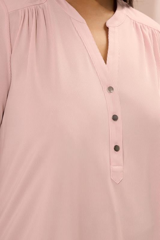 Evans YOURS Curve Pink Half Placket Ribbed Shirt