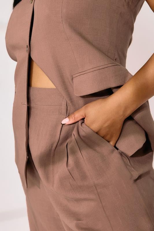 Evans YOURS Curve Pink Linen Bermuda Shorts